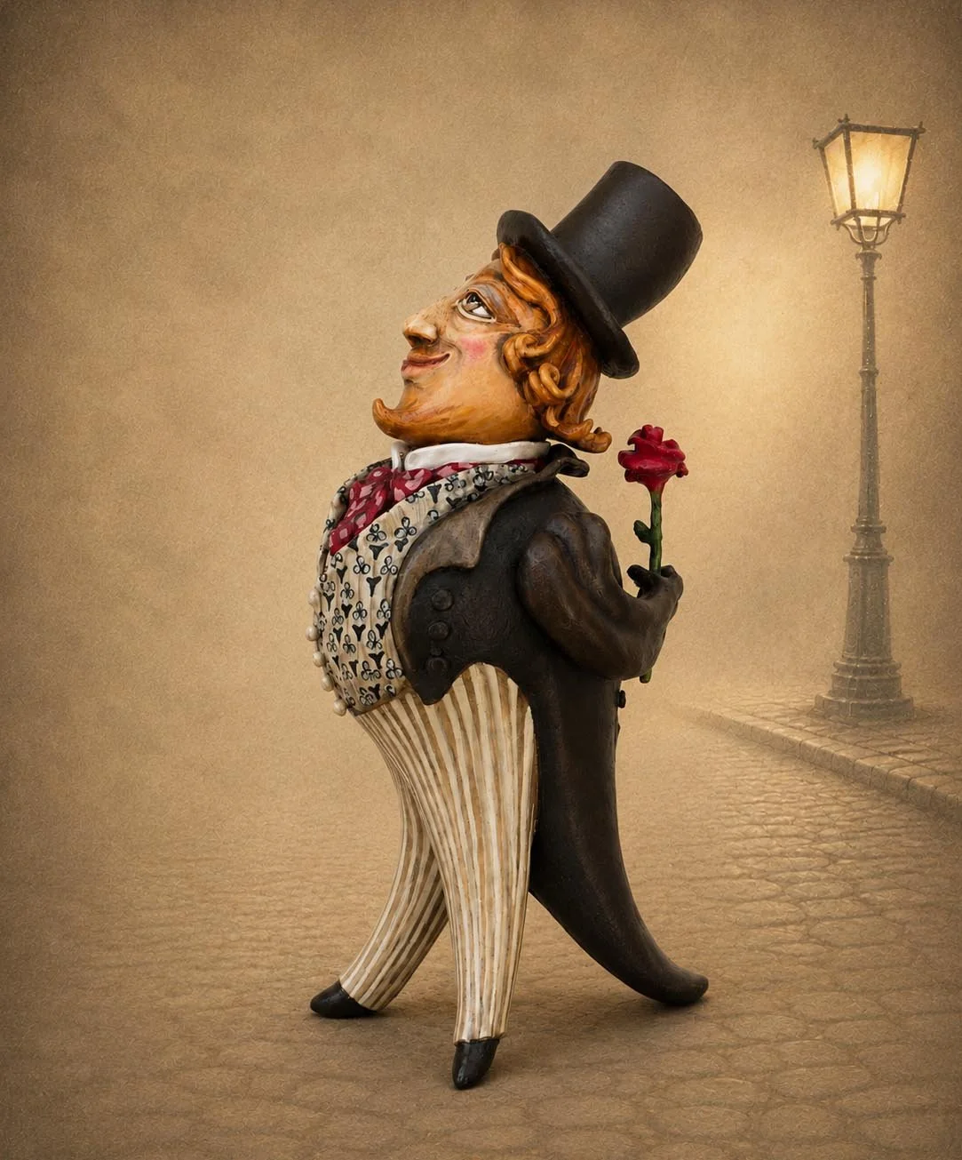 Theatergoer, One-of-a-kind mixed-media figurative freestanding sculpture by Natalia Chebotar, Ladies and Gentlemen Collection