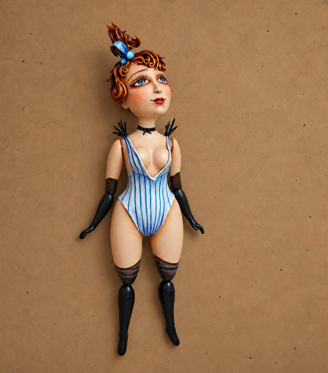 Lulu, One-of-a-kind mixed-media figurative wall sculpture by Natalia Chebotar, Cabaret Collection