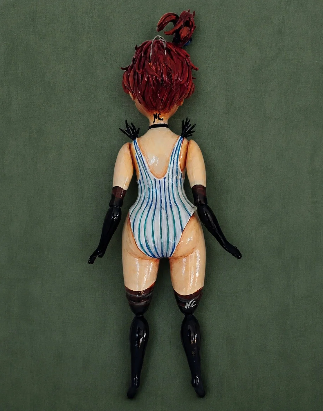 Lulu, One-of-a-kind mixed-media figurative wall sculpture by Natalia Chebotar, Cabaret Collection