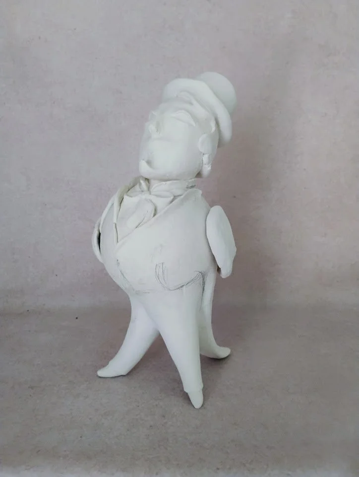 One-of-a-kind mixed-media figurative freestanding sculpture by Natalia Chebotar