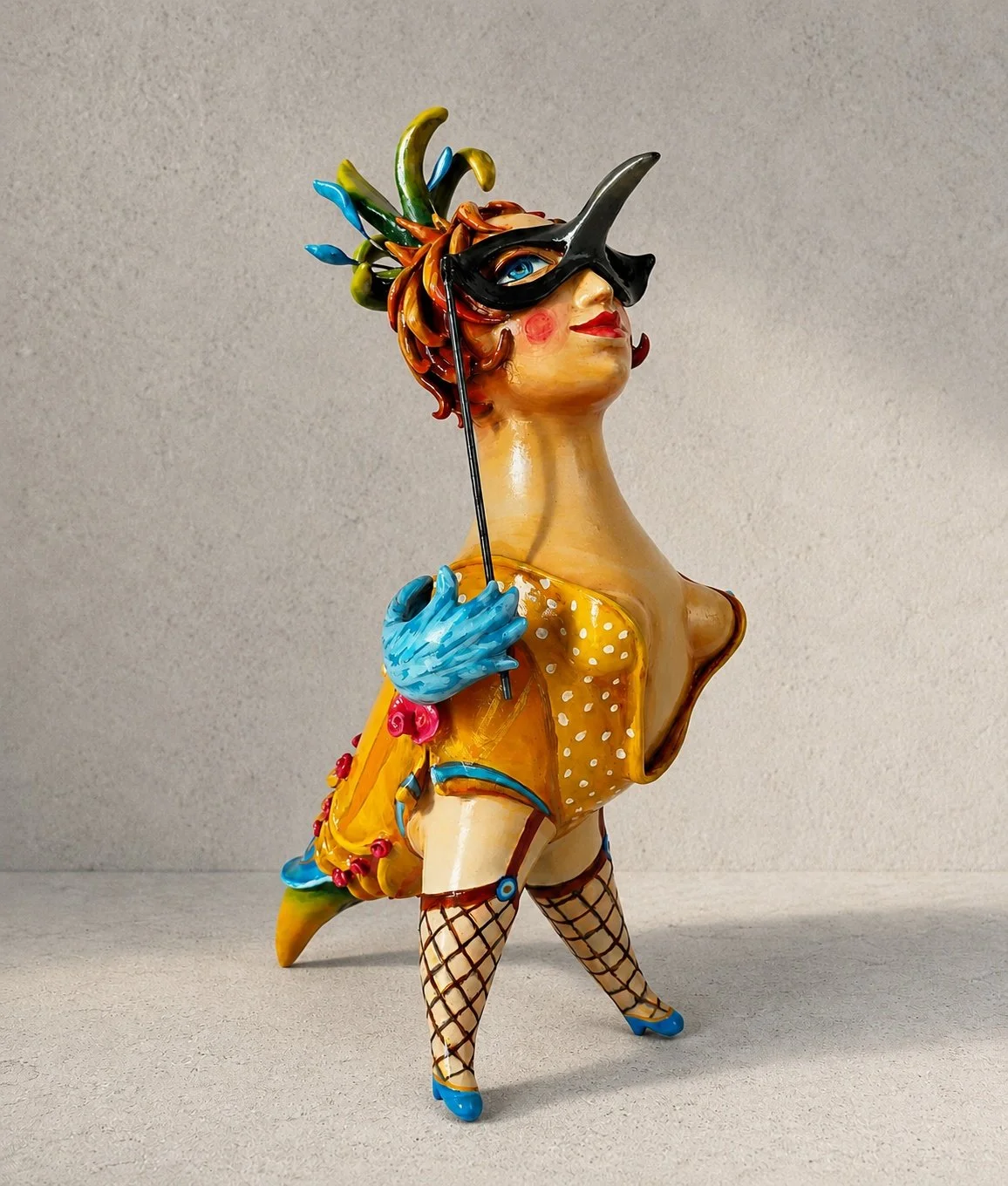 Carnival, One-of-a-kind mixed-media figurative freestanding sculpture by Natalia Chebotar, Ladies and 
Gentlemen Collection
