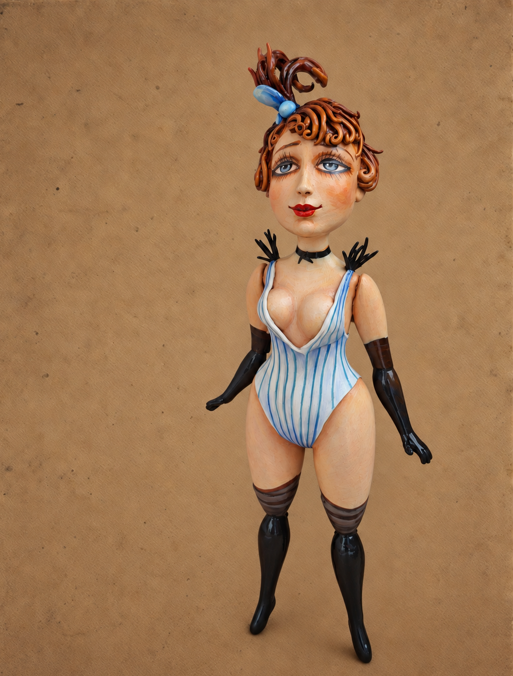 Lulu, One-of-a-kind mixed-media figurative wall sculpture by Natalia Chebotar, Cabaret Collection