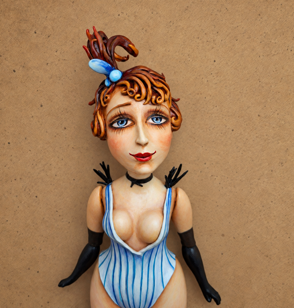 Lulu, One-of-a-kind mixed-media figurative wall sculpture by Natalia Chebotar, Cabaret Collection
