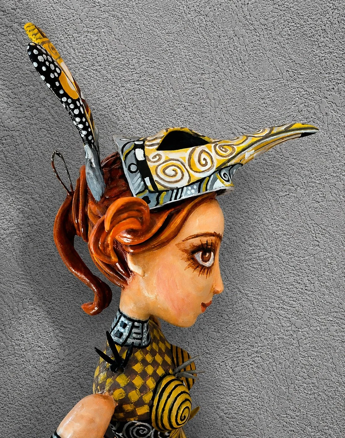 Pretty Girl, One-of-a-kind mixed-media figurative wall sculpture by Natalia Chebotar, Pretty Girl Collection