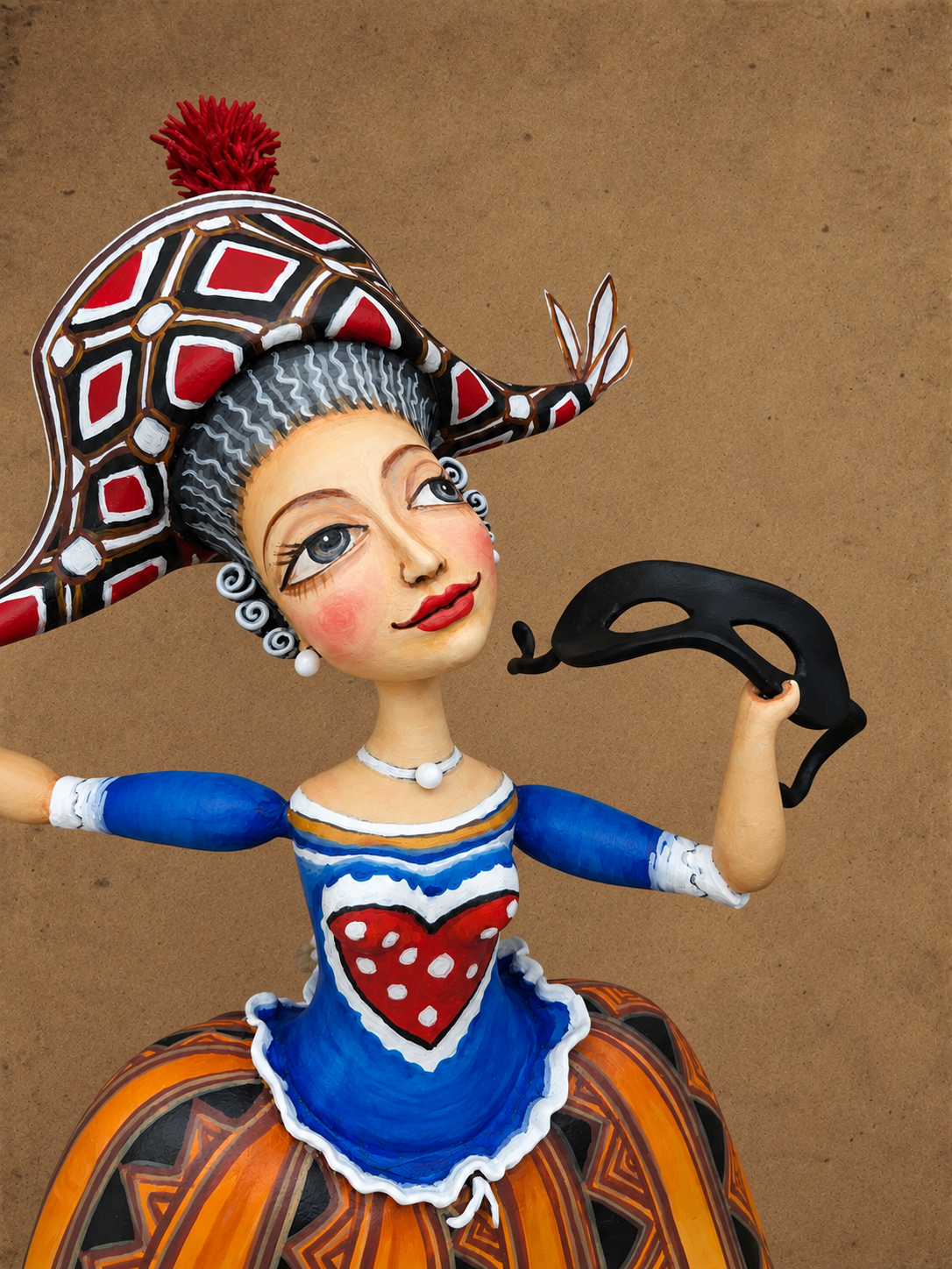 La Franceschina, One-of-a-kind mixed-media figurative wall sculpture by Natalia Chebotar, Dell'Arte Collection