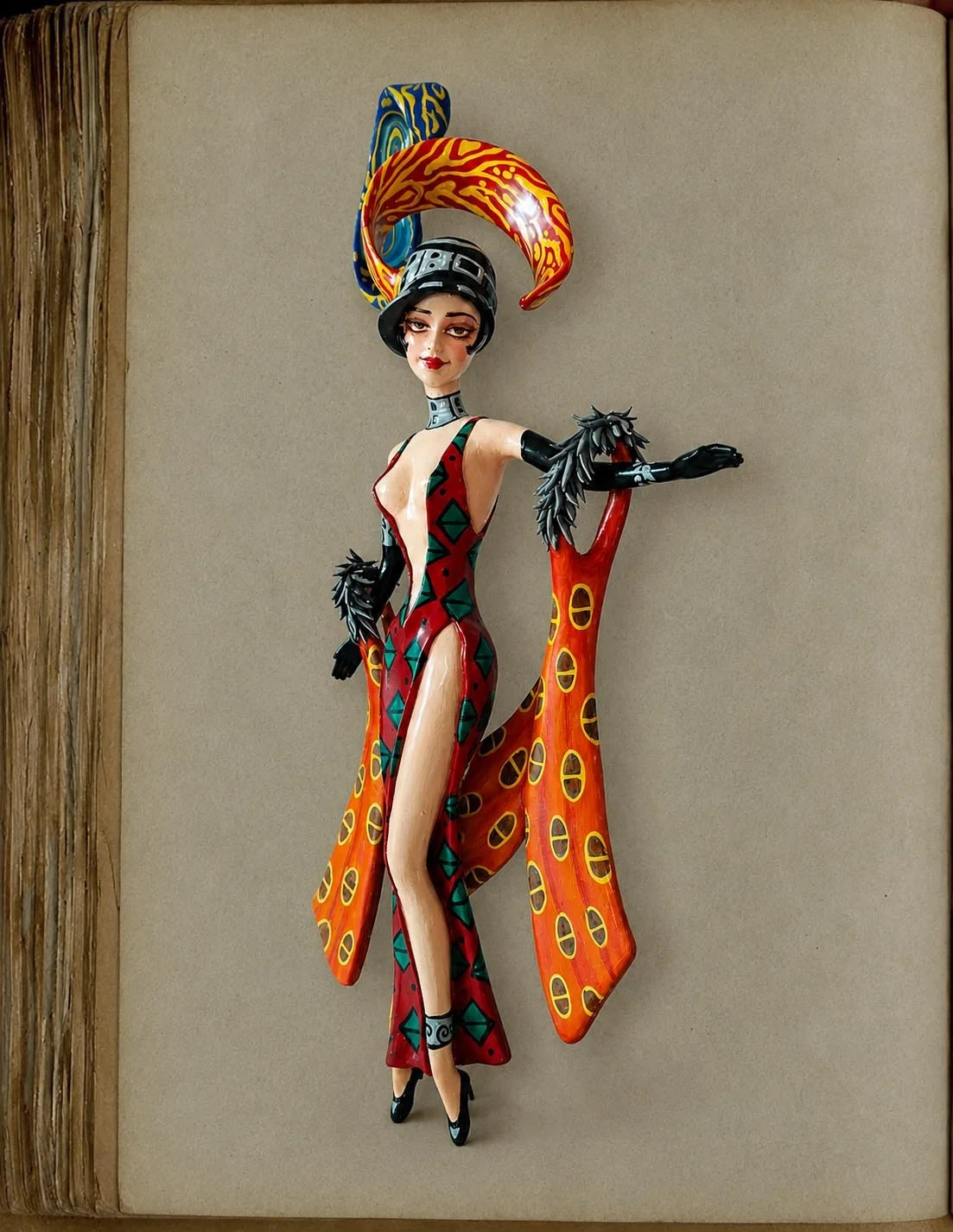 Lady Deco, One-of-a-kind mixed-media figurative wall sculpture by Natalia Chebotar, Art Deco Collection

