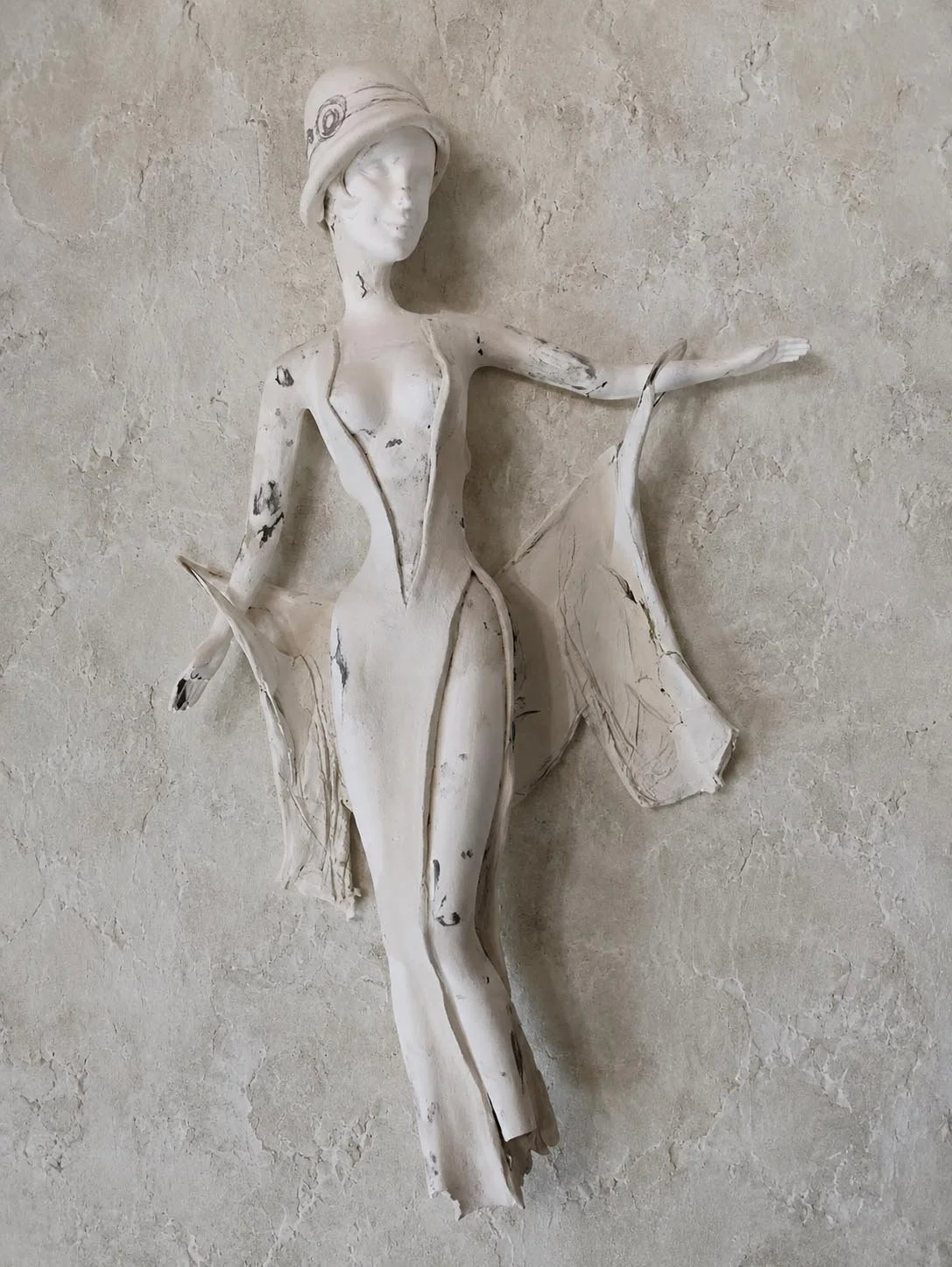 One-of-a-kind mixed-media figurative wall sculpture by Natalia Chebotar