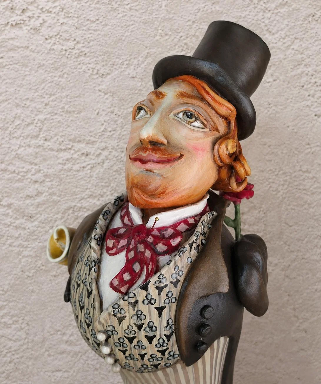 Theatergoer, One-of-a-kind mixed-media figurative freestanding sculpture by Natalia Chebotar, Ladies and Gentlemen Collection
