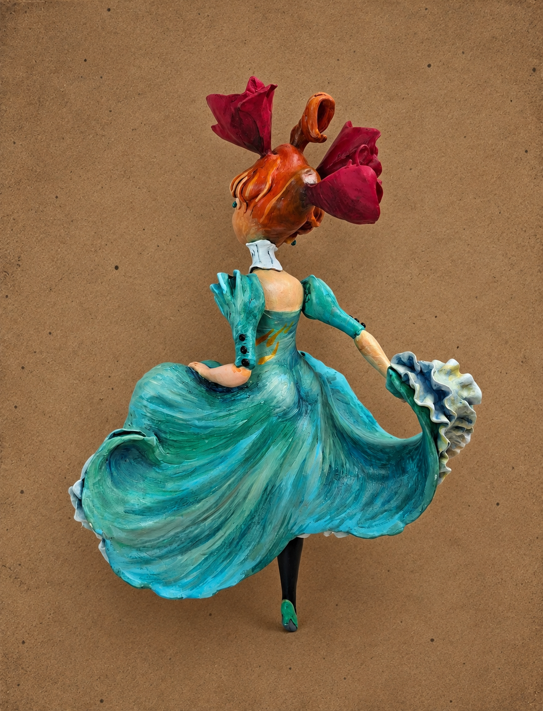 La Rosetta, OOAK mixed-media figurative wall sculpture by Natalia Chebotar, Cabaret Collection