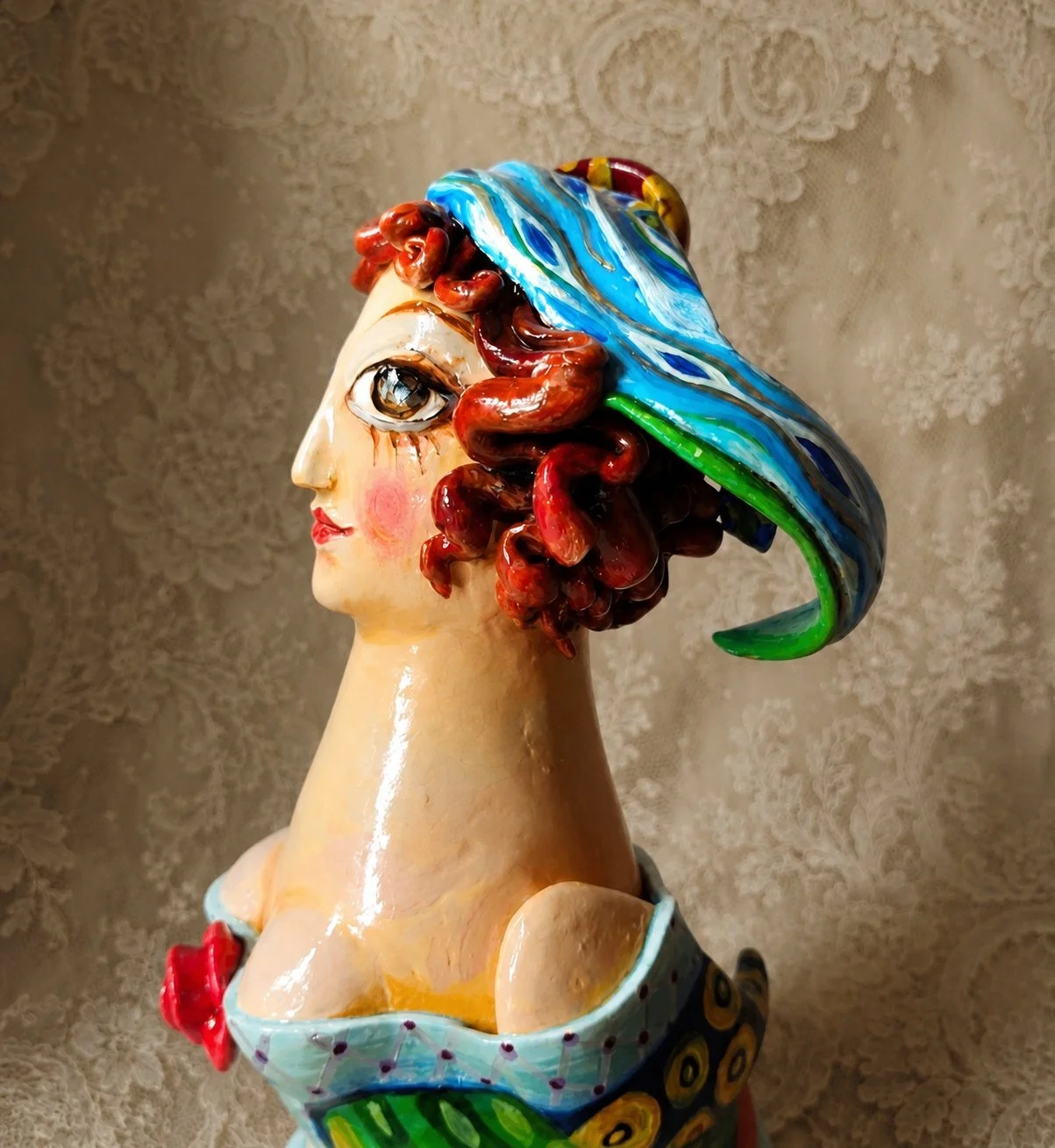 The Bird, One-of-a-kind mixed-media figurative freestanding sculpture by Natalia Chebotar, Ladies and 
Gentlemen Collection
