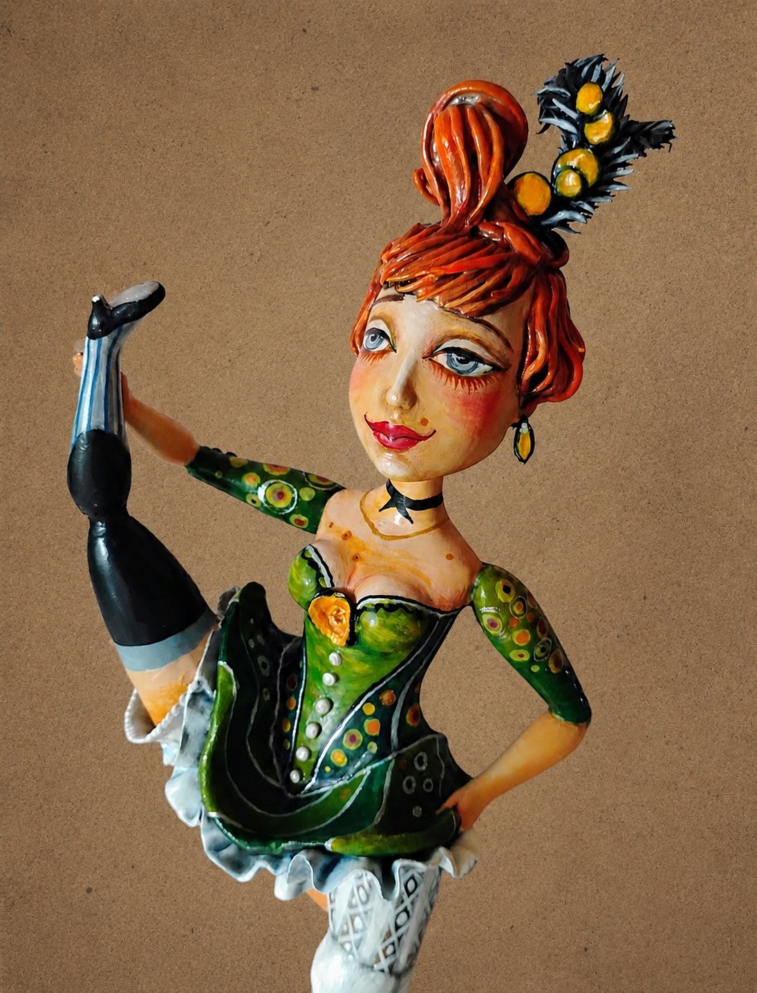  Sally, One-of-a-kind mixed-media figurative wall sculpture by Natalia Chebotar, Cabaret Collection