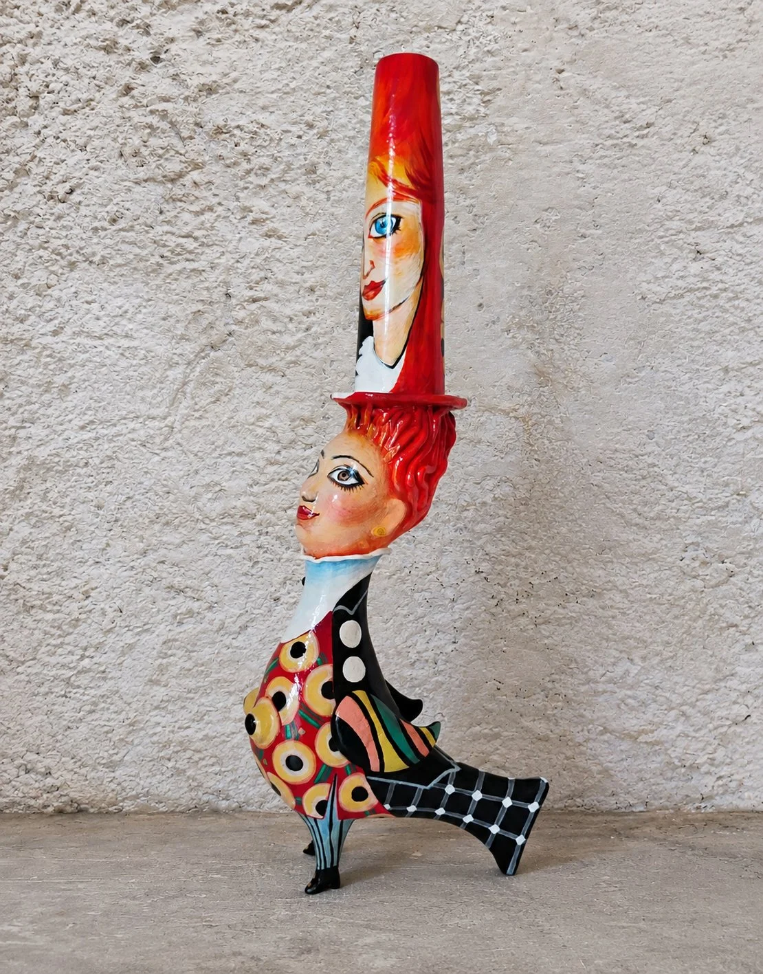 Do You Like Brahms? One-of-a-kind mixed-media figurative freestanding sculptural vase by Natalia Chebotar