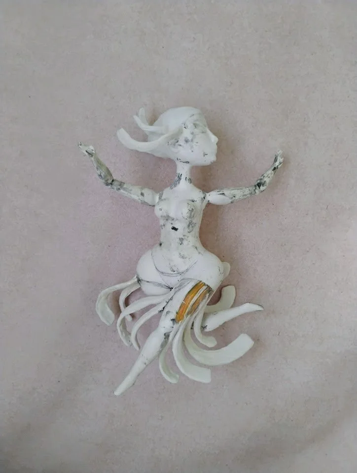 One-of-a-kind mixed-media figurative wall sculpture by Natalia Chebotar