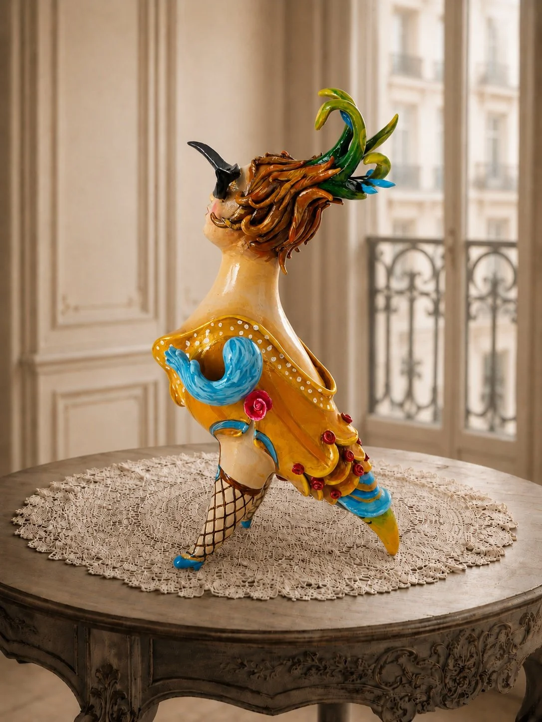 Carnival, One-of-a-kind mixed-media figurative freestanding sculpture by Natalia Chebotar, Ladies and 
Gentlemen Collection

