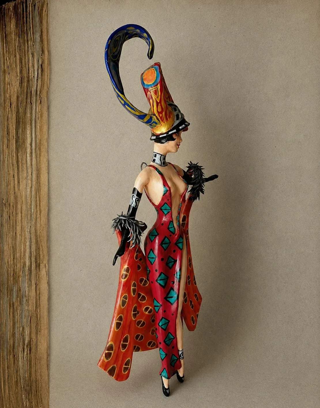 Lady Deco, One-of-a-kind mixed-media figurative wall sculpture by Natalia Chebotar, Art Deco Collection