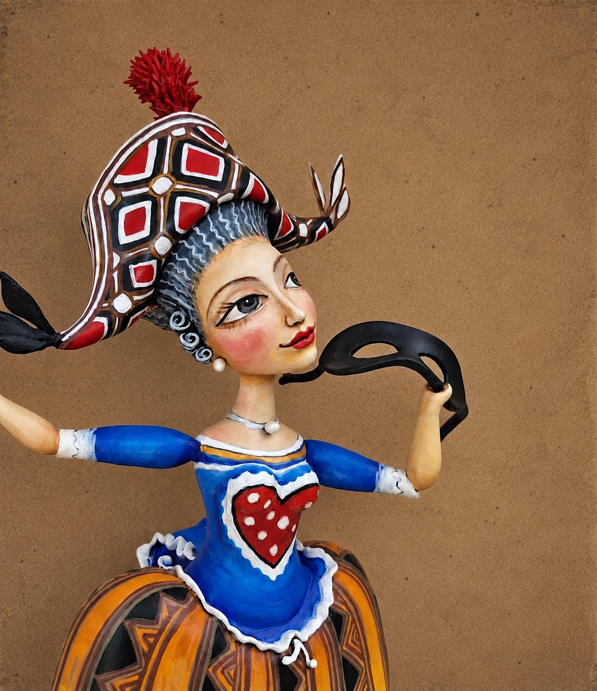 La Franceschina, One-of-a-kind mixed-media figurative wall sculpture by Natalia Chebotar, Dell'Arte Collection