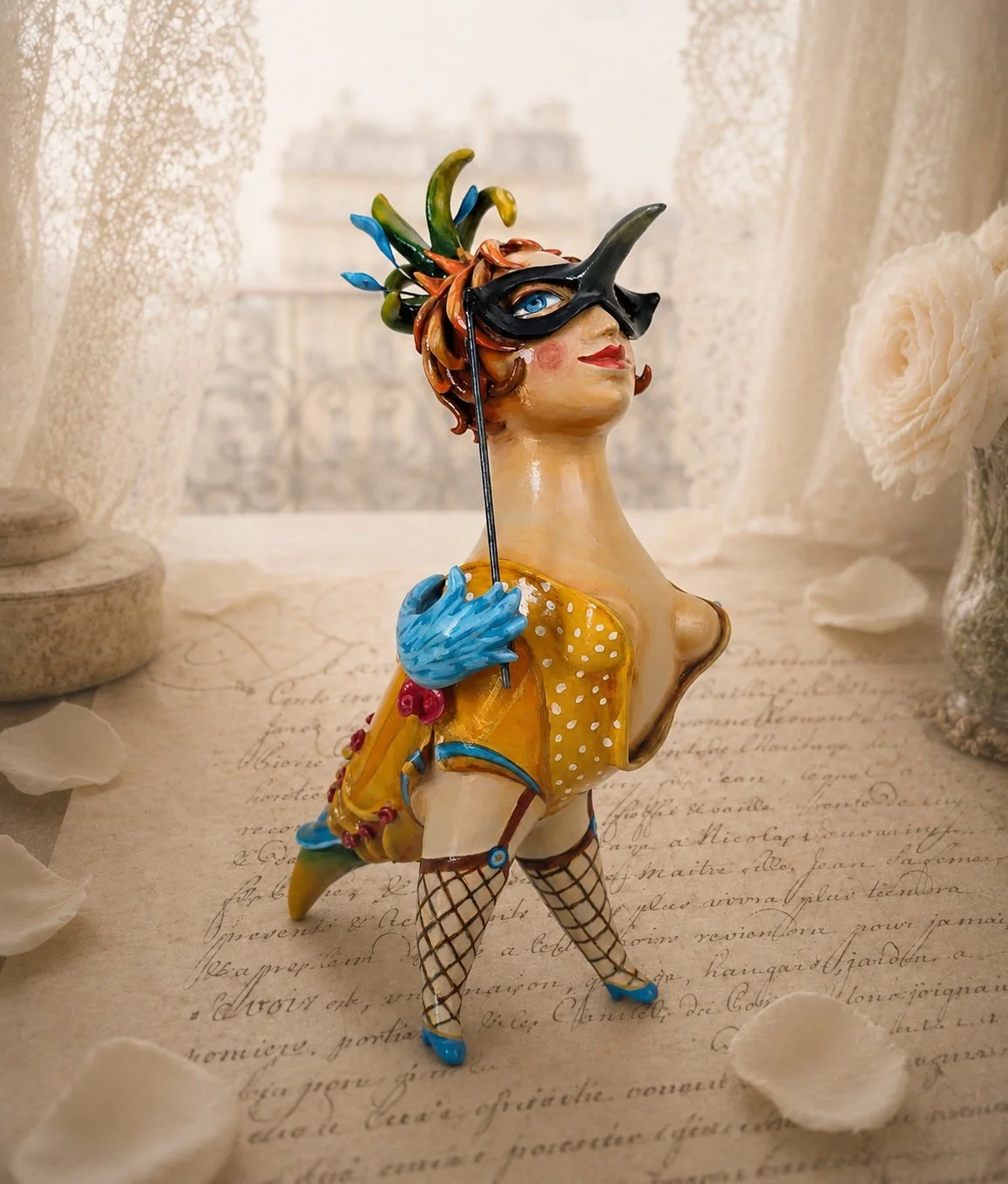 Carnival, One-of-a-kind mixed-media figurative freestanding sculpture by Natalia Chebotar, Ladies and 
Gentlemen Collection
