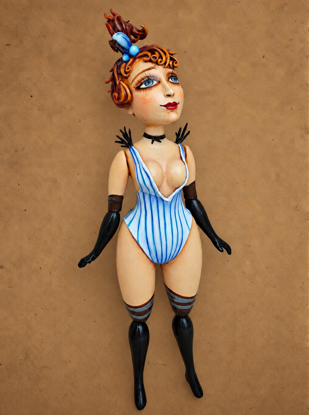 Lulu, One-of-a-kind mixed-media figurative wall sculpture by Natalia Chebotar, Cabaret Collection