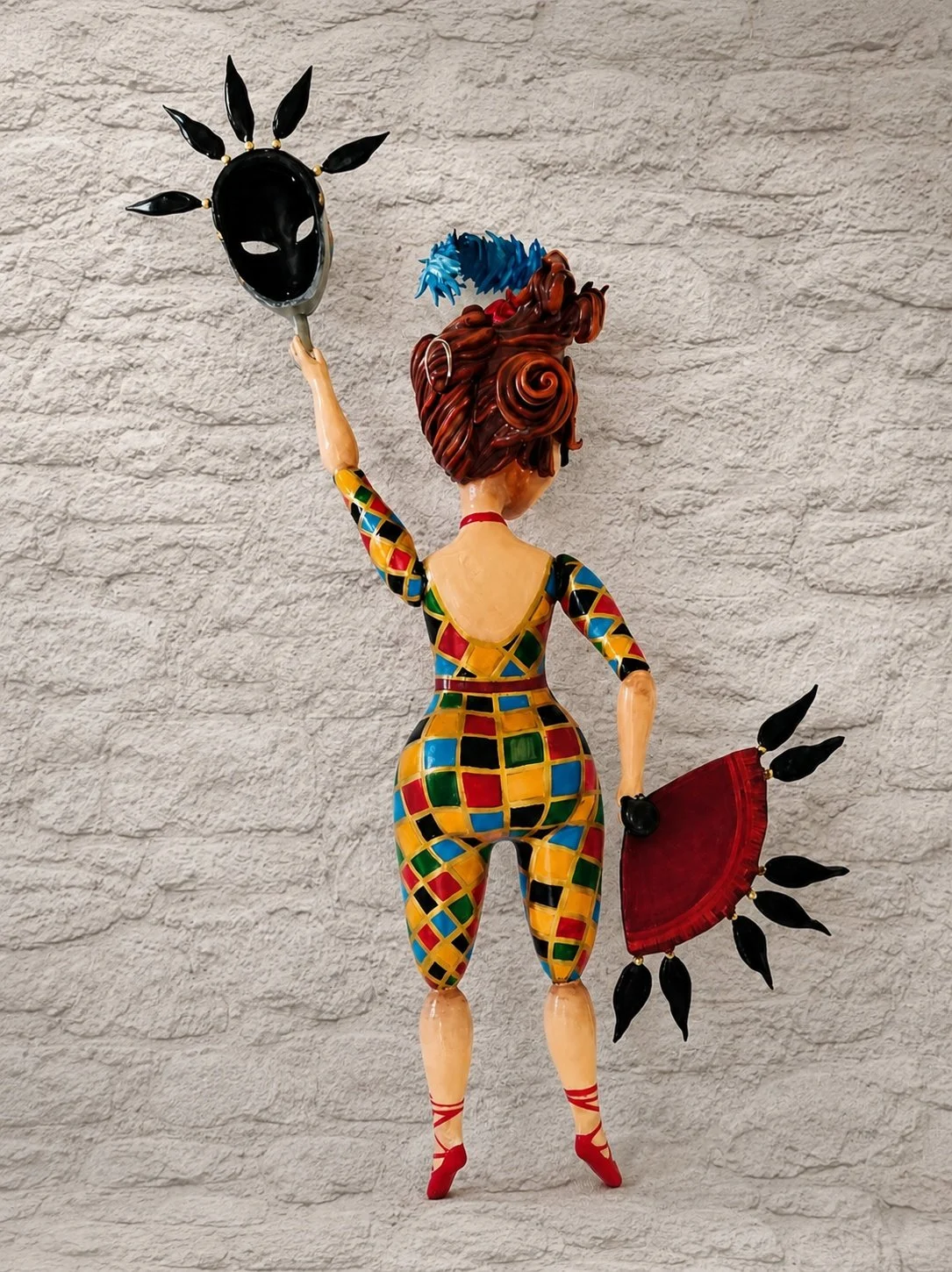 Colombina, One-of-a-kind mixed-media figurative wall sculpture by Natalia Chebotar, Dell Arte Collection