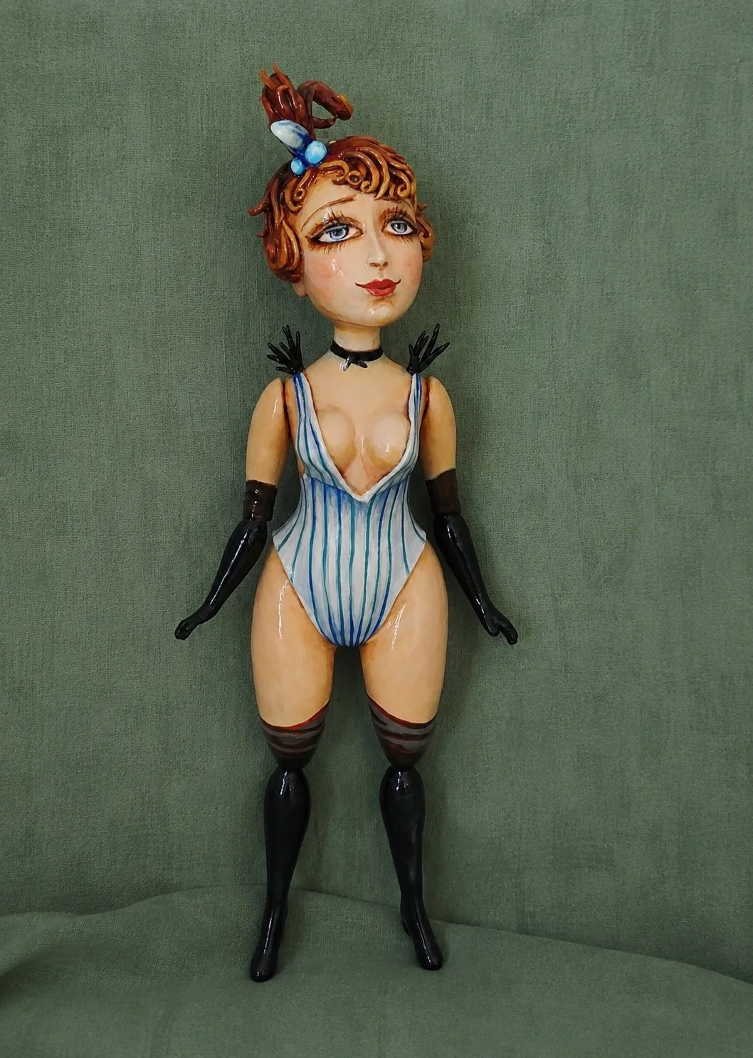 Lulu, One-of-a-kind mixed-media figurative wall sculpture by Natalia Chebotar, Cabaret Collection