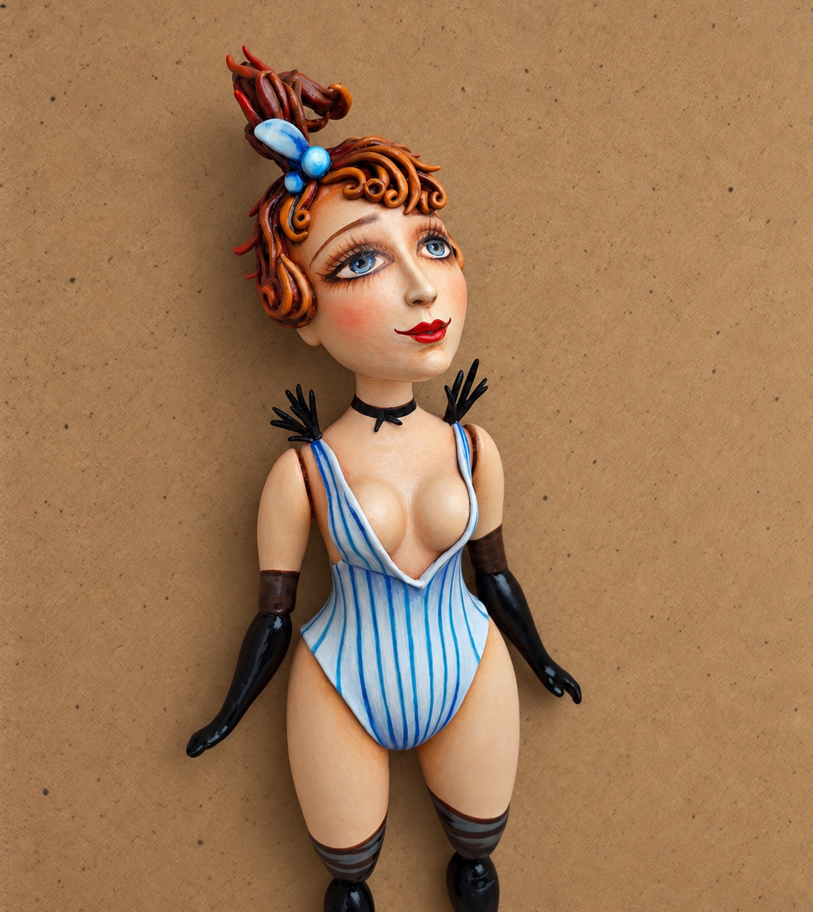 Lulu, One-of-a-kind mixed-media figurative wall sculpture by Natalia Chebotar, Cabaret Collection