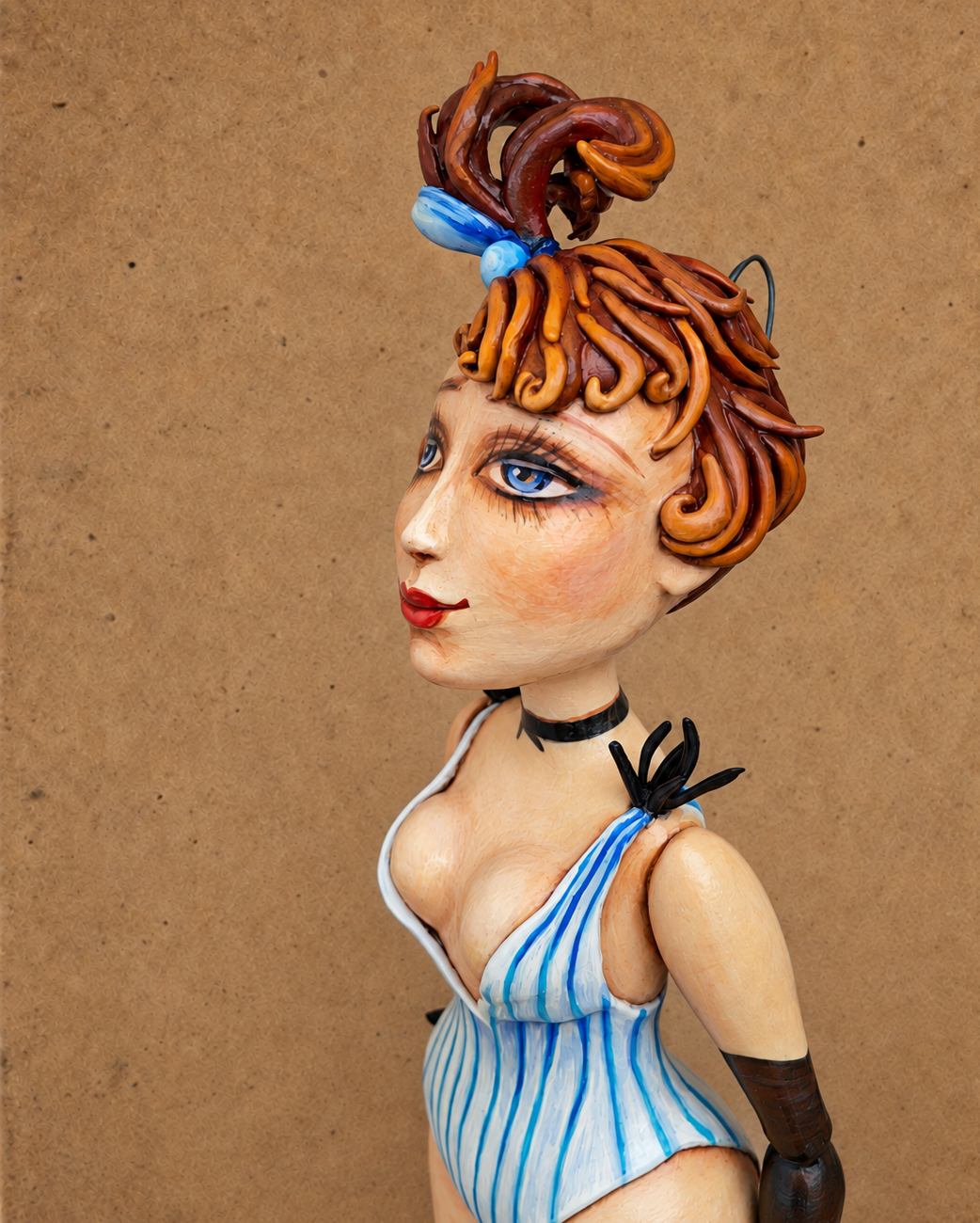 Lulu, One-of-a-kind mixed-media figurative wall sculpture by Natalia Chebotar, Cabaret Collection
