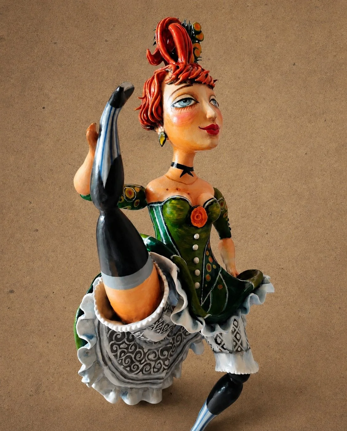 Sally, One-of-a-kind mixed-media figurative wall sculpture by Natalia Chebotar, Cabaret Collection