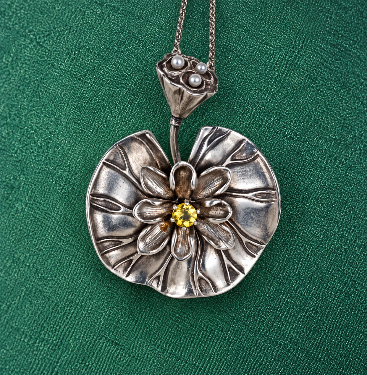Sterling Silver Pendant ‘Lotus Bloom’ by Natalia Chebotar
