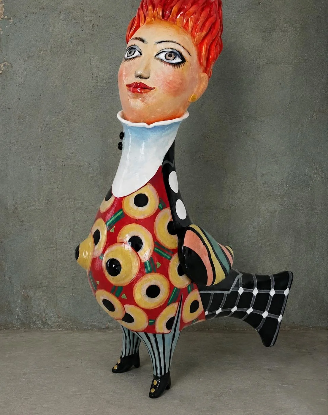 Do You Like Brahms? One-of-a-kind mixed-media figurative freestanding sculptural vase by Natalia Chebotar