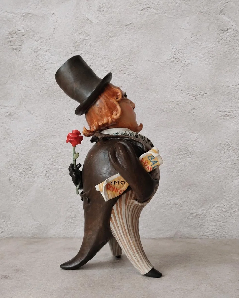 Theatergoer, One-of-a-kind mixed-media figurative freestanding sculpture by Natalia Chebotar, Ladies and Gentlemen Collection