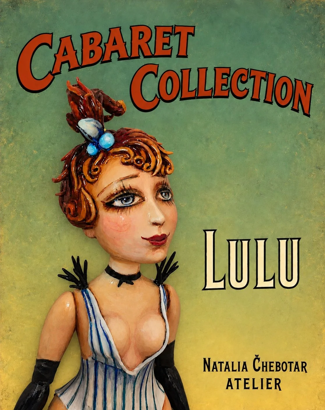 Poster of Lulu, One-of-a-kind mixed-media figurative wall sculpture by Natalia Chebotar, Cabaret Collection