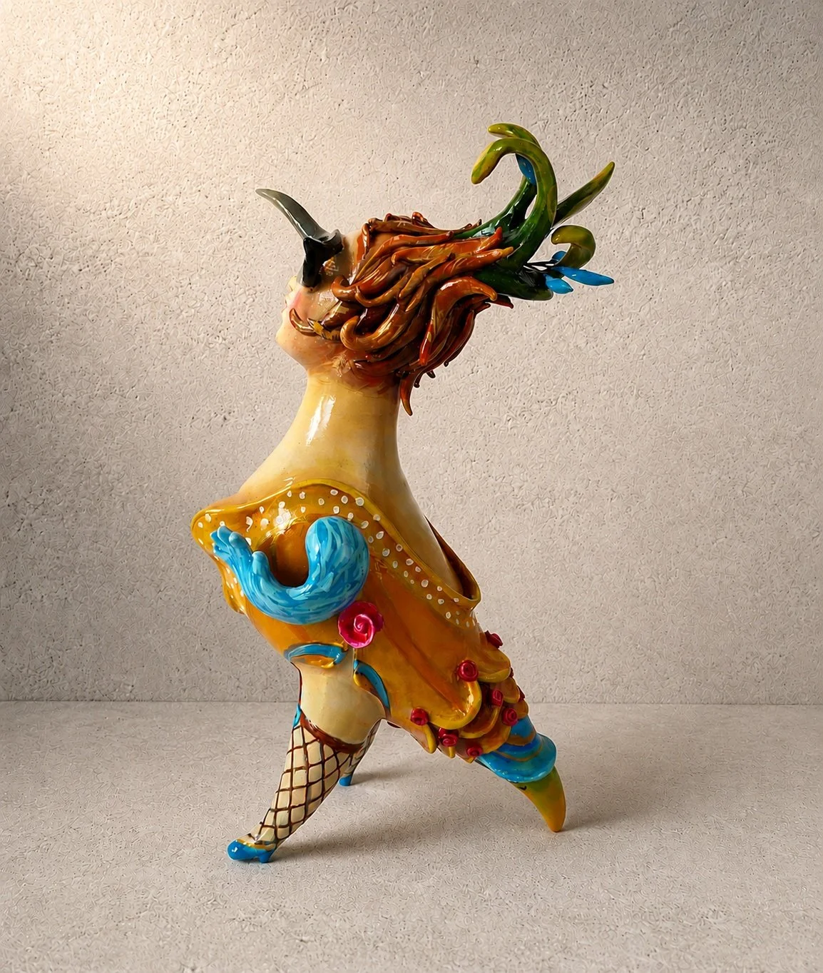 Carnival, One-of-a-kind mixed-media figurative freestanding sculpture by Natalia Chebotar, Ladies and 
Gentlemen Collection

