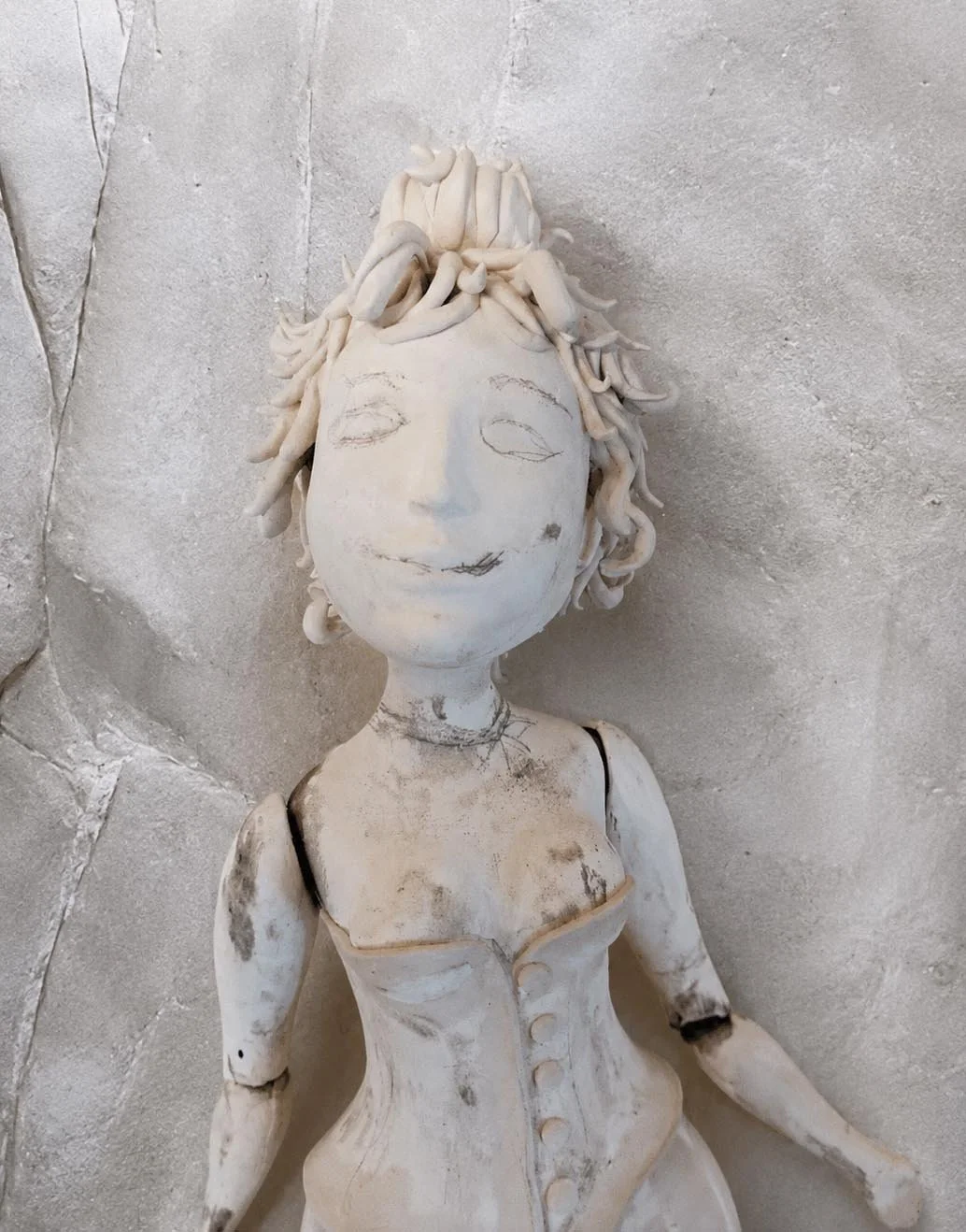 One-of-a-kind mixed-media figurative wall sculpture by Natalia Chebotar