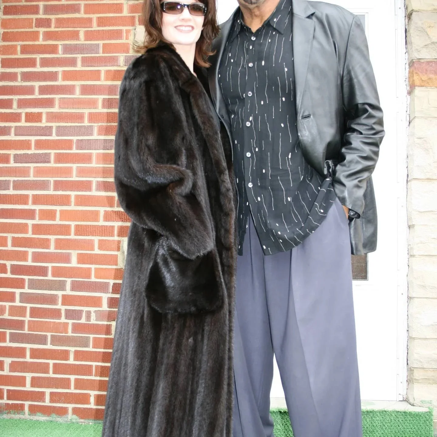 Terill modeling mom's fur coat.