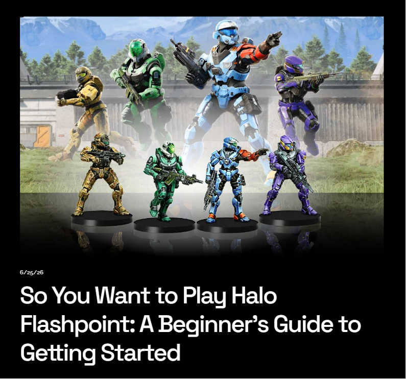 Collection of Halo figures in various colors with a futuristic background.
