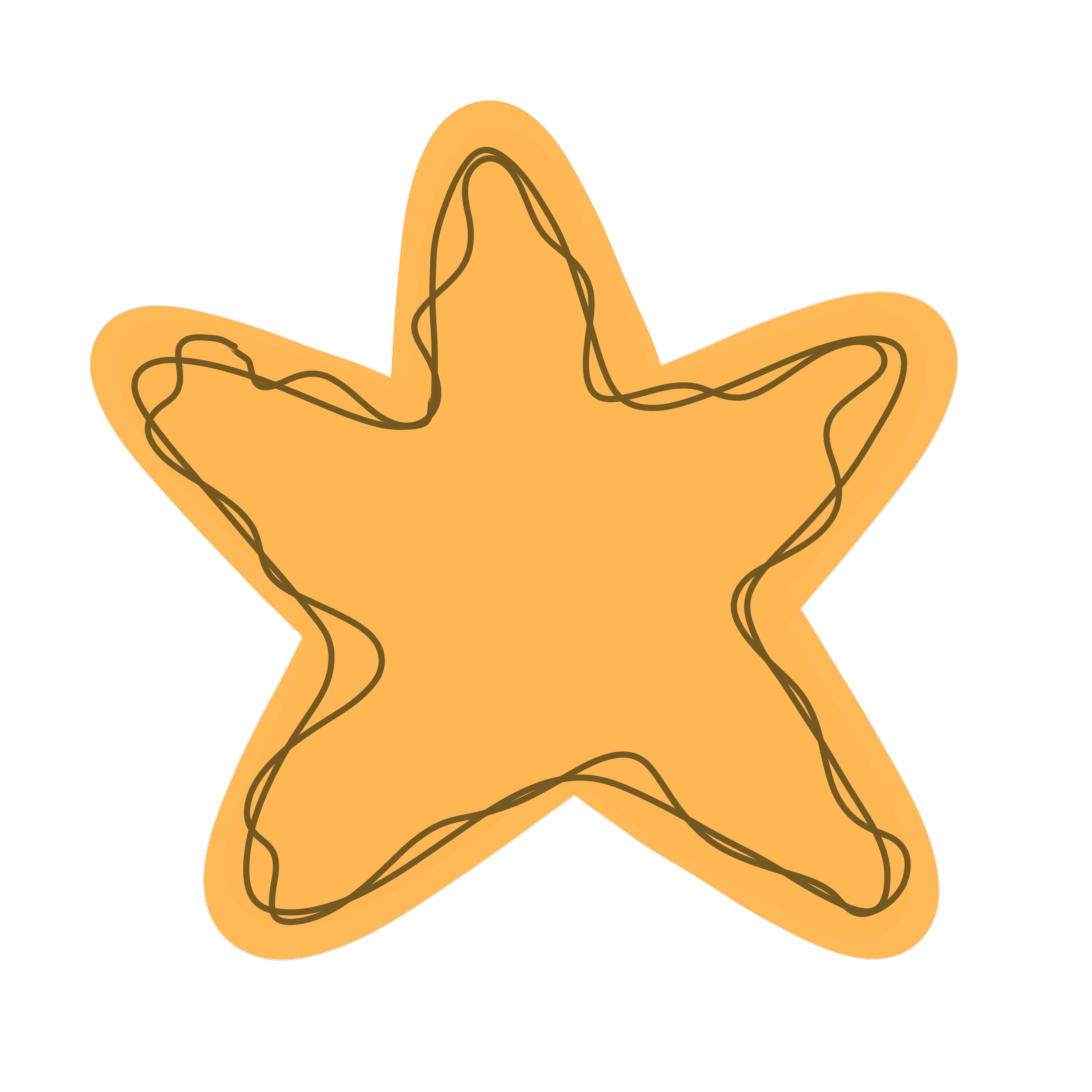An illustration of a yellow starfish with a wobbly line near the edge of the starfish