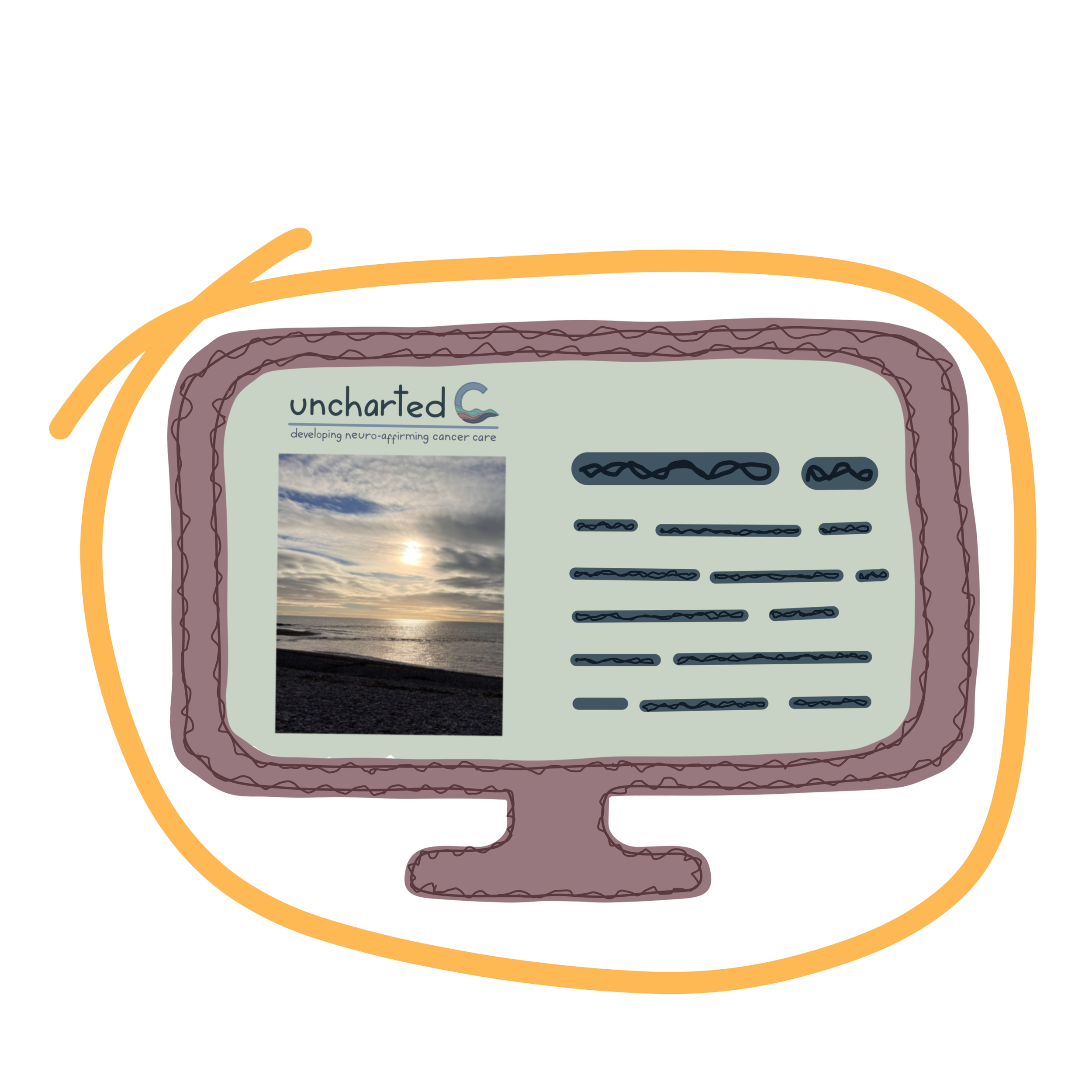 an illustration of a computer monitor showing the uncharted C website