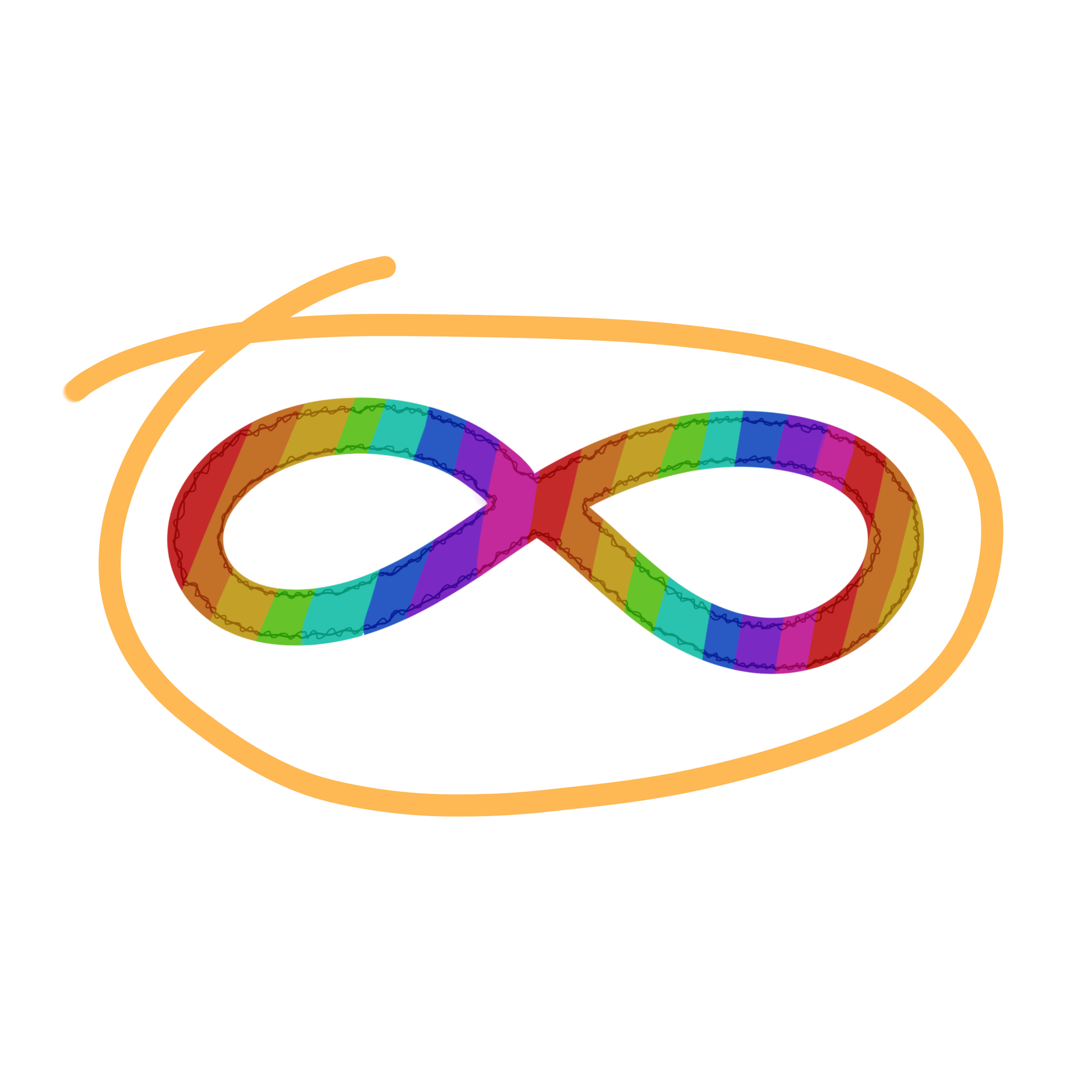 An illustration of the rainbow coloured infinity symbol, the symbol that represents neurodiversity