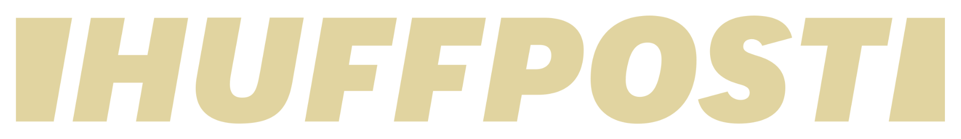 Large HuffPost logo in bold, beige capital letters.