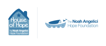 Logos for House of Hope and Noah Angelici Hope Foundation, with House of Hope logo featuring a house with a star and Noah Angelici Hope Foundation logo with a boat.