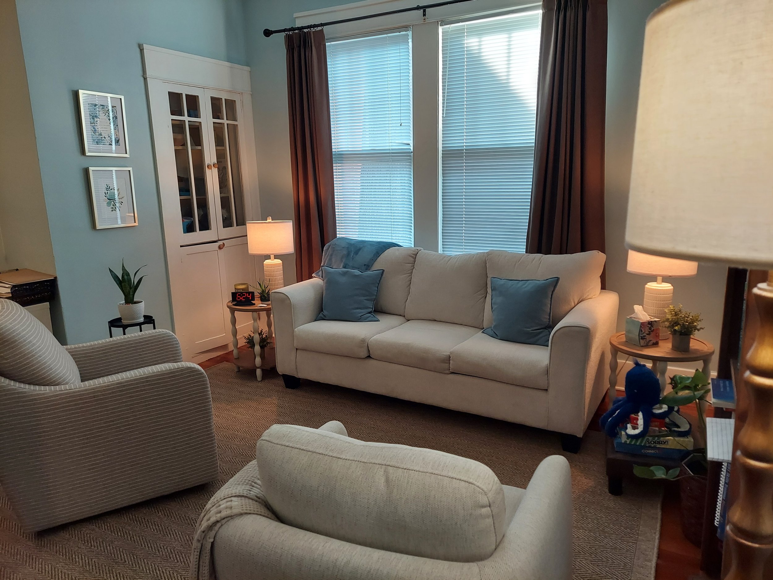 Calm counseling office for in person visits