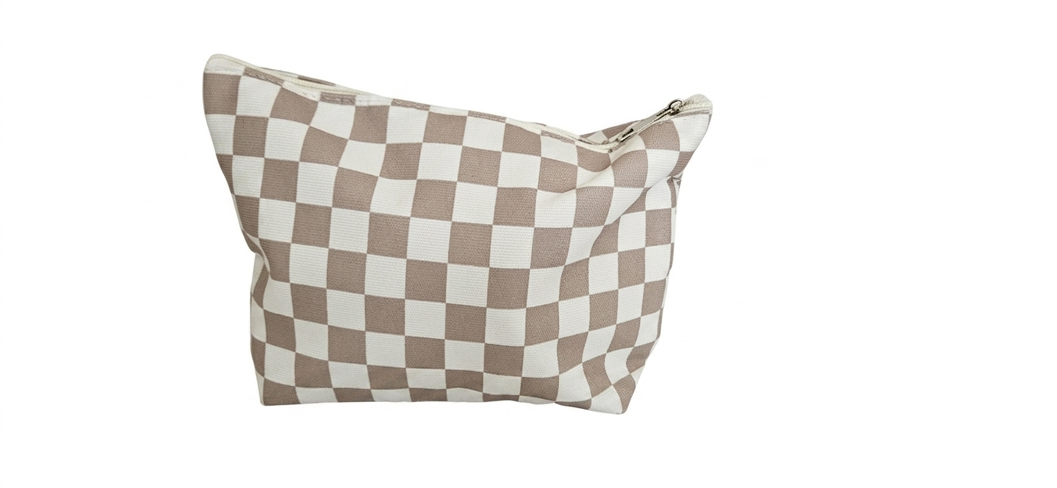 Large Checkerboard Travel Makerup Pouch