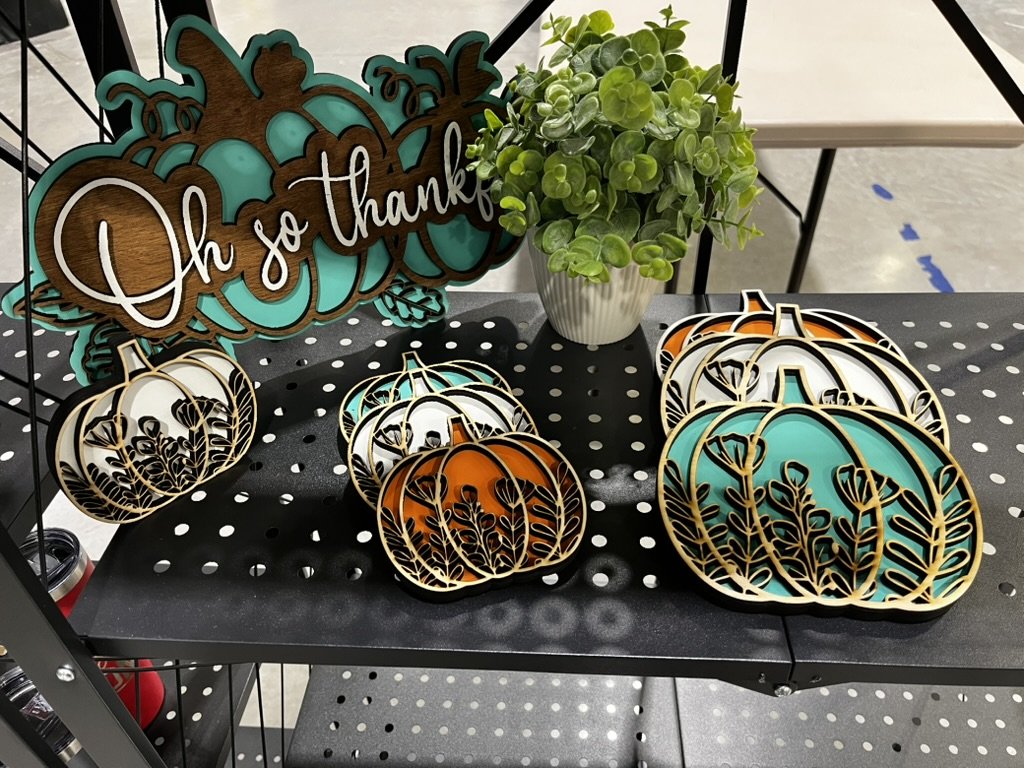 Layered Floral Wooden Pumpkins