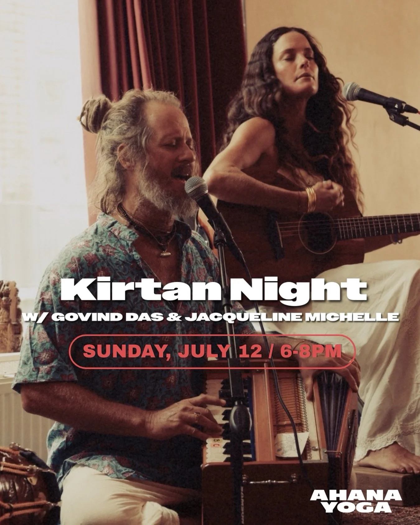 An evening of uplifting and heart-opening devotion is coming to Ahanā! 

We are so excited to welcome husband-and-wife team Govind Das and Jacqueline Michelle, owners of Bhakti Yoga Shala in Santa Monica, for a beautiful Kirtan Night.🎶

Kirtan is an