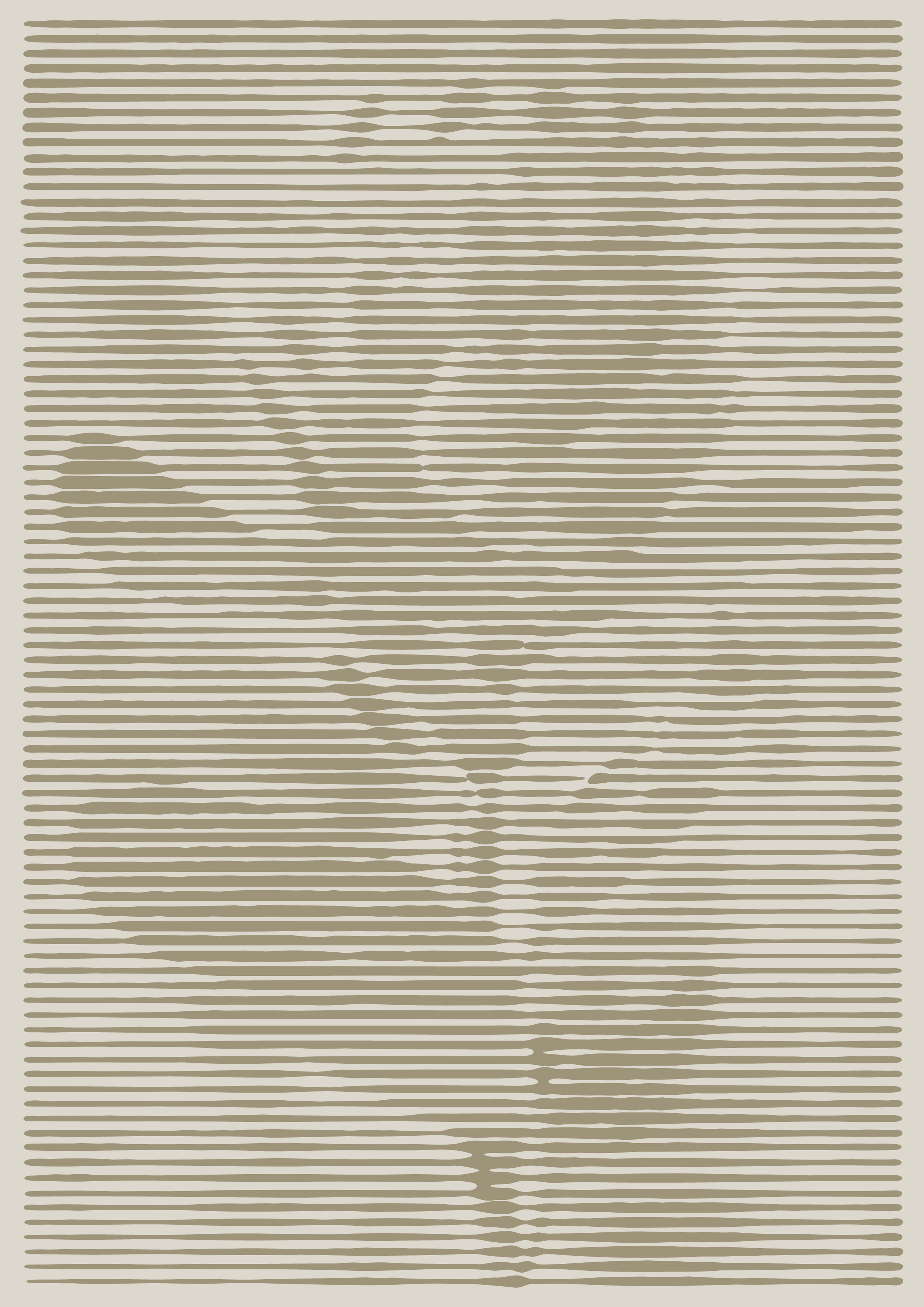 Abstract art piece with horizontal wavy beige and white stripes.