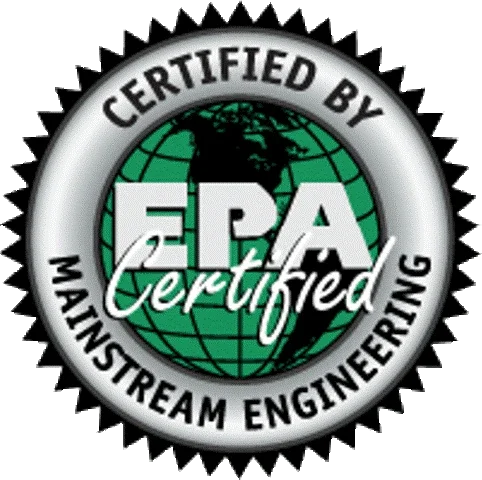 EPA Certified by the Environmental Protection Agency logo with a green globe in the center and black and white text.