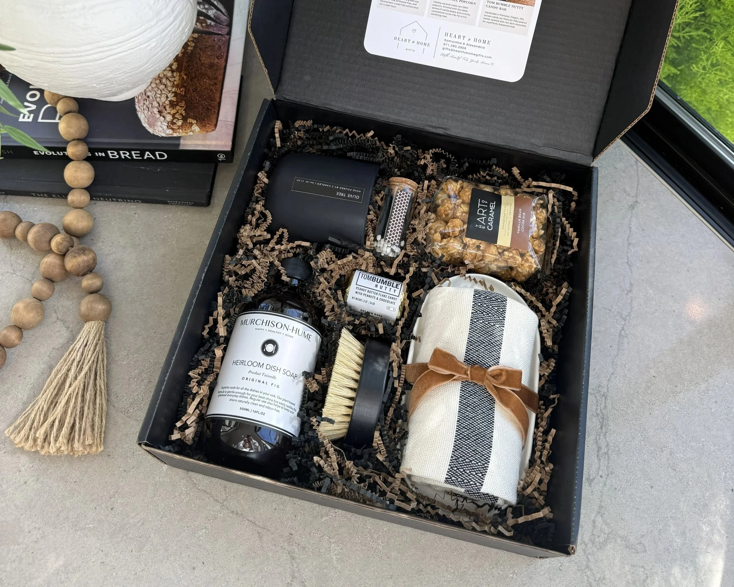 Premium closing day gift box with candle and gourmet treats, a luxury client gift for Portland real estate agents