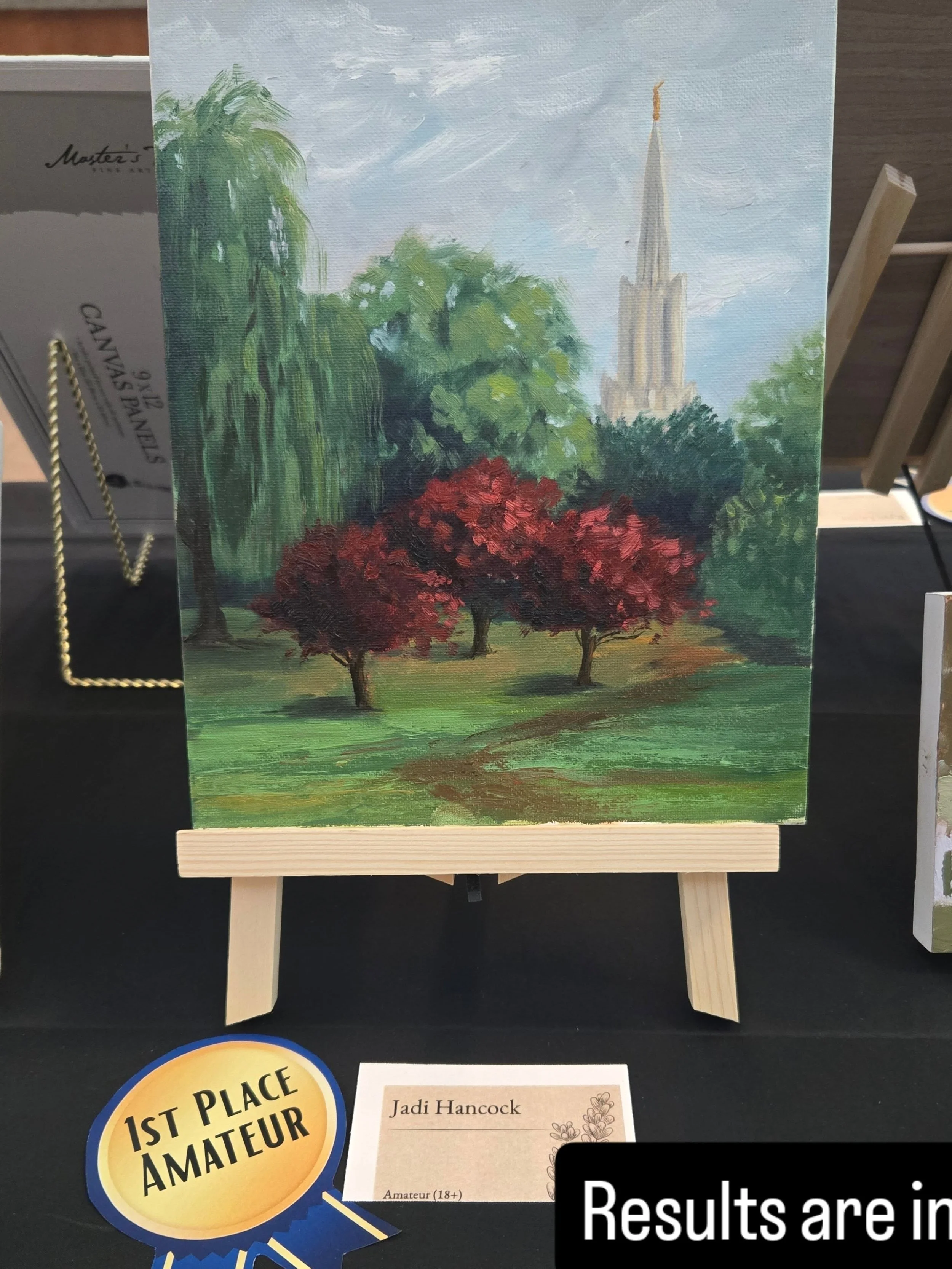 I'm super excited about finishing 1st place in the amateur division for the South Jordan plein air competition a couple weeks ago!  The workshops and time I've spent learning and painting feels worth it. Also so proud of @artbysarahbuchanan for finis