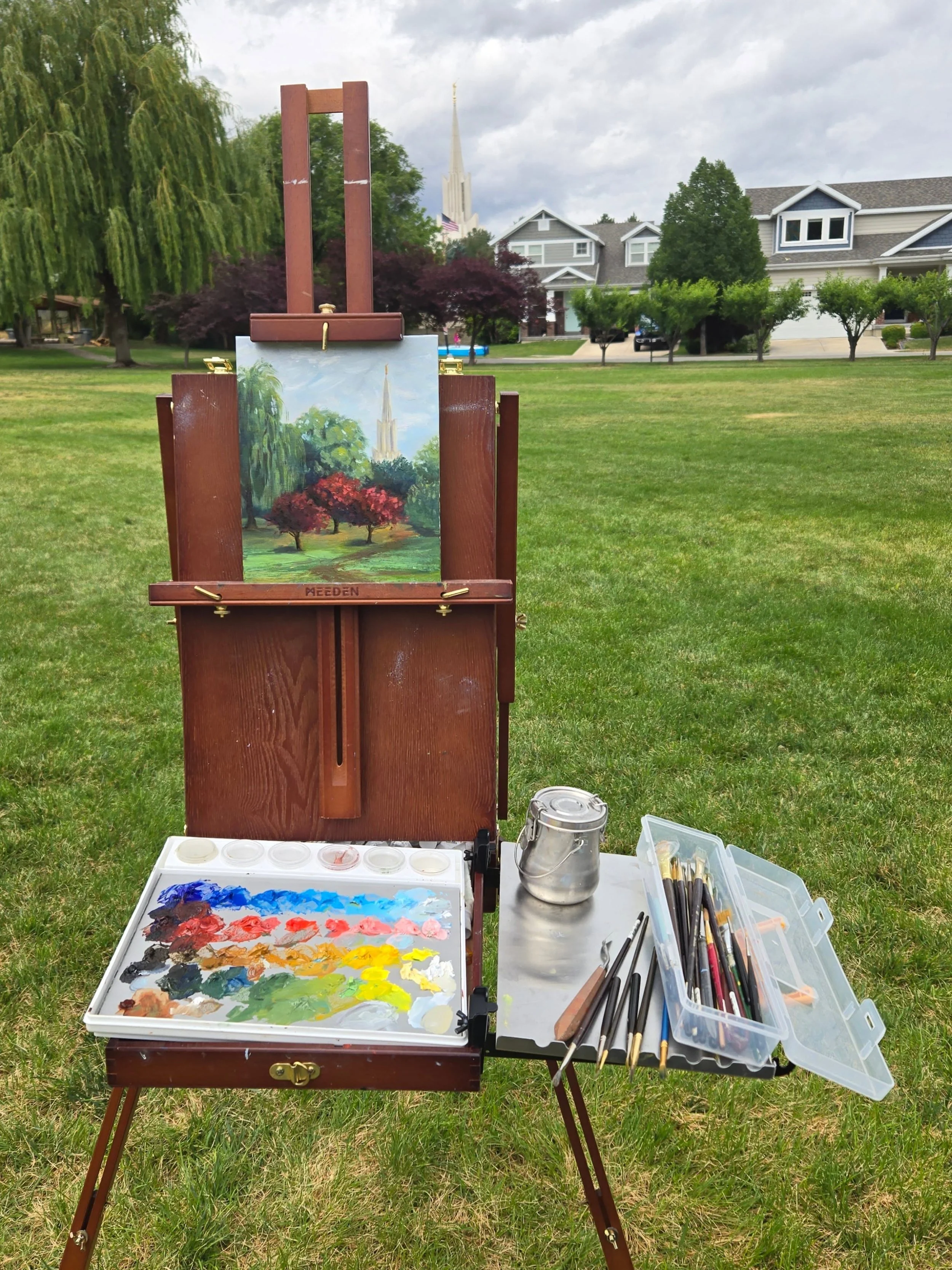 Plein Air Quick Draw in South Jordan, UT today! It was a quick 2 hour time limit, but it was fun and a good experience. 

#pleinair #oilpainting #quickdraw #southjordanutah #holtfarm