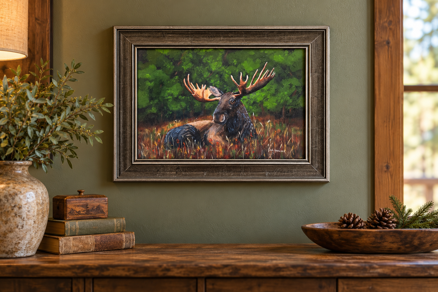 Rustic Cabin Moose Painting Vignette.png